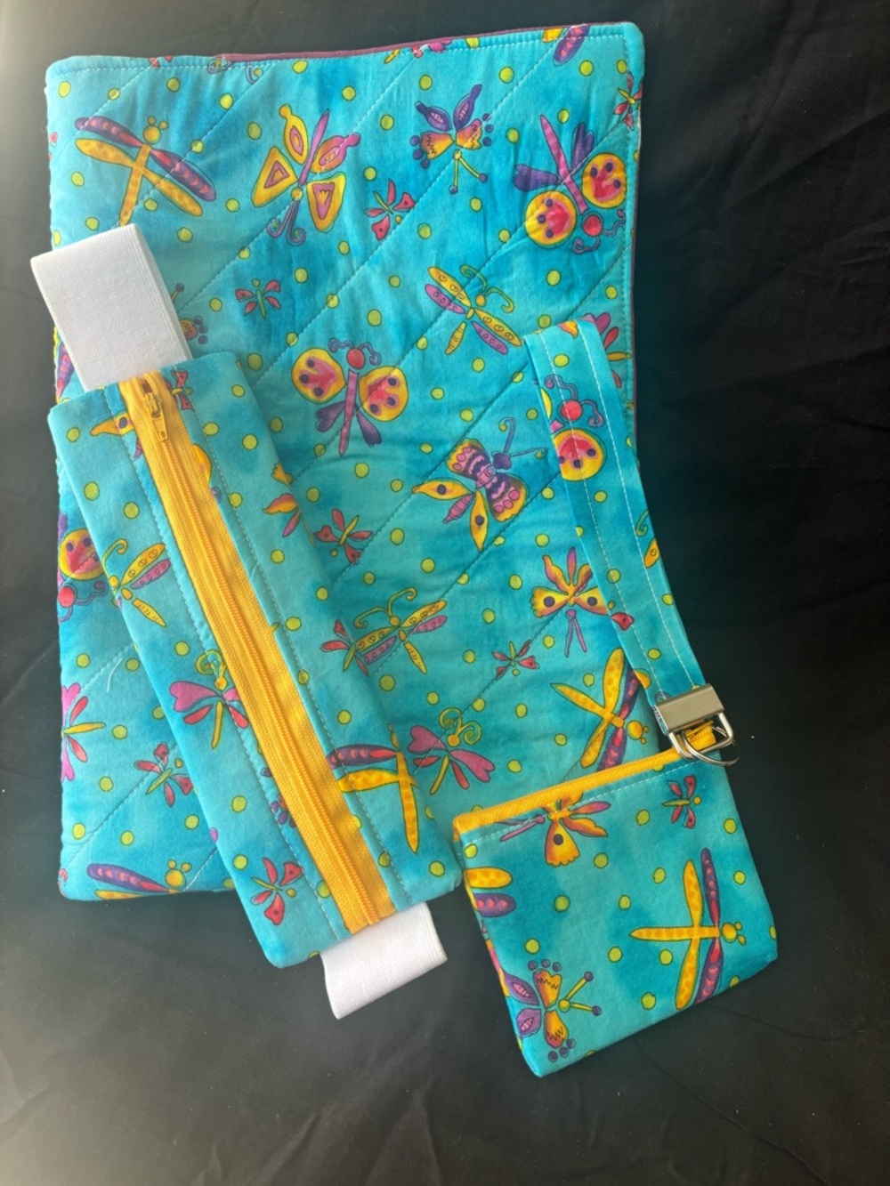 Turquoise Butterfly & Dragonfly Zipper Belt Pouch